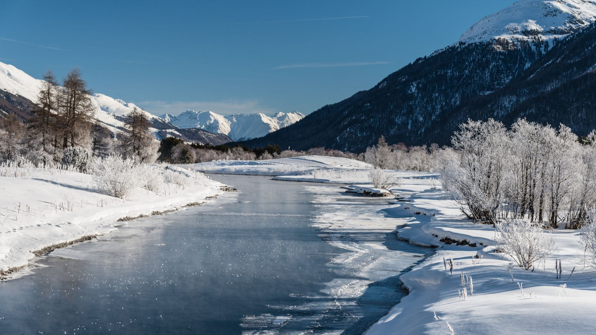 Paysage d'hiver à Saint-Moritz en Suisse