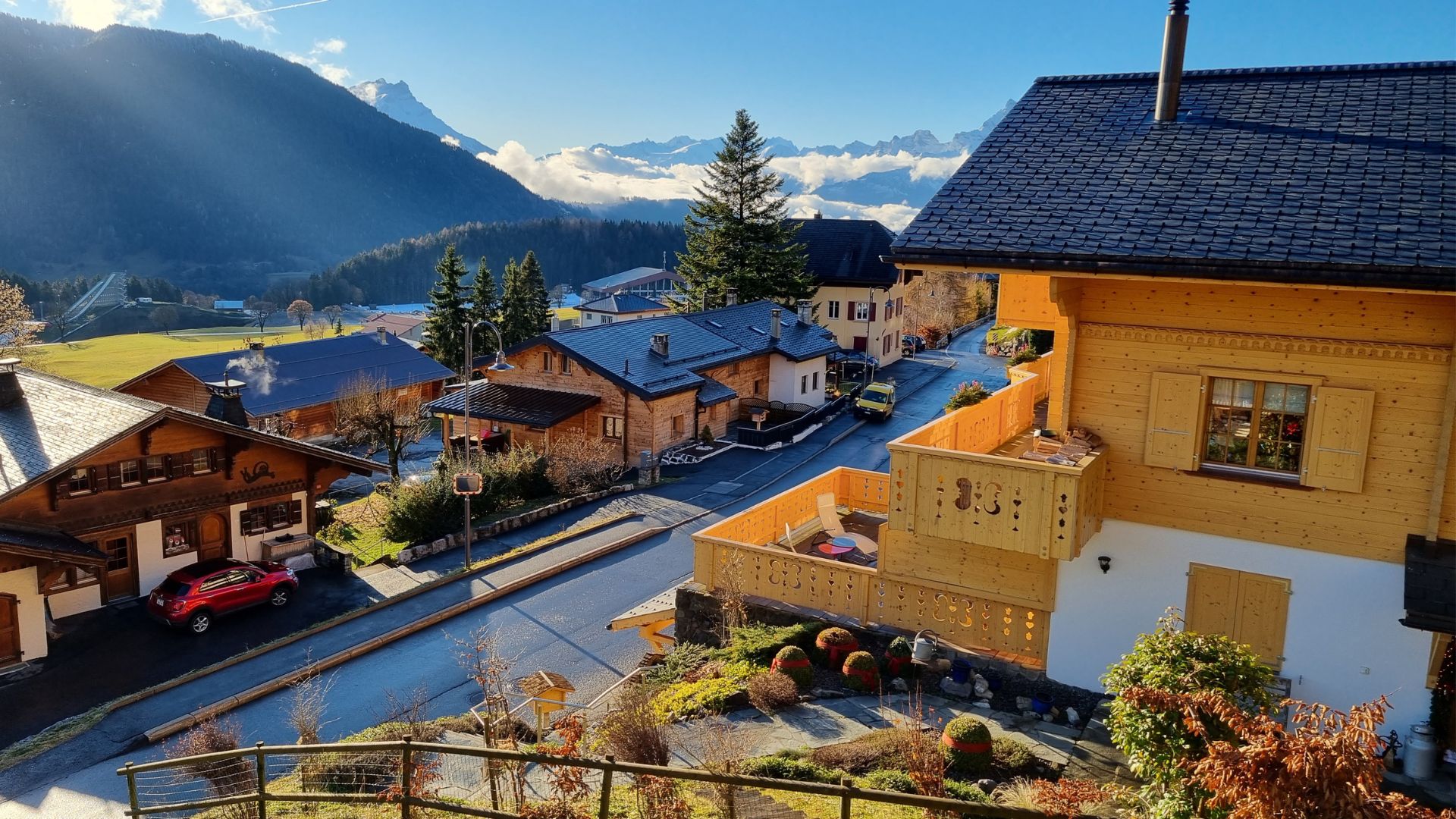 Chalets dans la ville de Leysin en Suisse