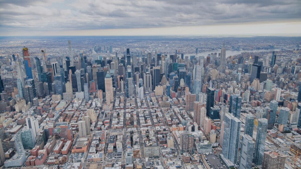 Vue de New York City en hélicoptère